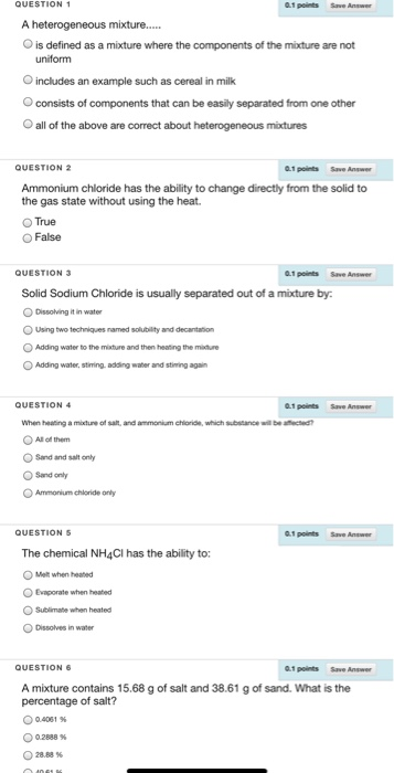 Question 1 0 1 Points Save Answer A Heterogeneous Chegg Com