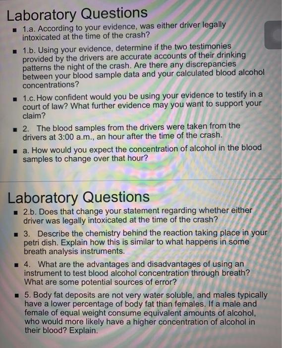 Lab Calculations Blood Alcohol Concentration
