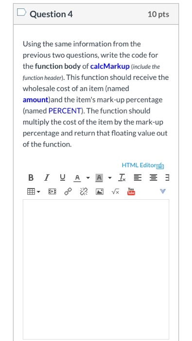 Solved Question 4 10 pts Using the same information from the | Chegg.com