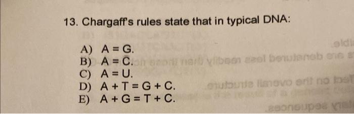 chargaff's rules state that in typical dna