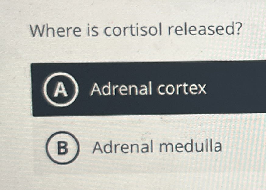 Solved Where Is Cortisol Released?A Adrenal CortexB Adrenal | Chegg.com