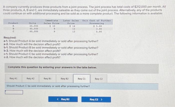 Solved A Company Currently Produces Three Products From A | Chegg.com