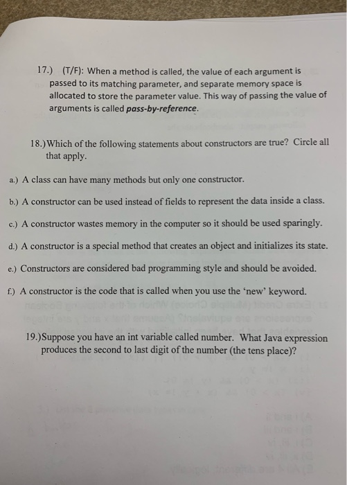 statements are ( always ) inside a method Images High... Solved 17.) (T/F): When a method is called, the value of | Chegg.com