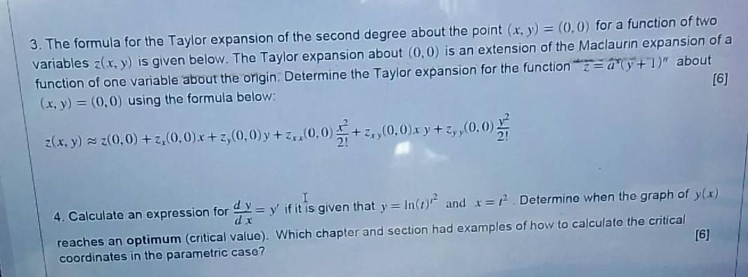 3 The Formula For The Taylor Expansion Of The Second Chegg Com