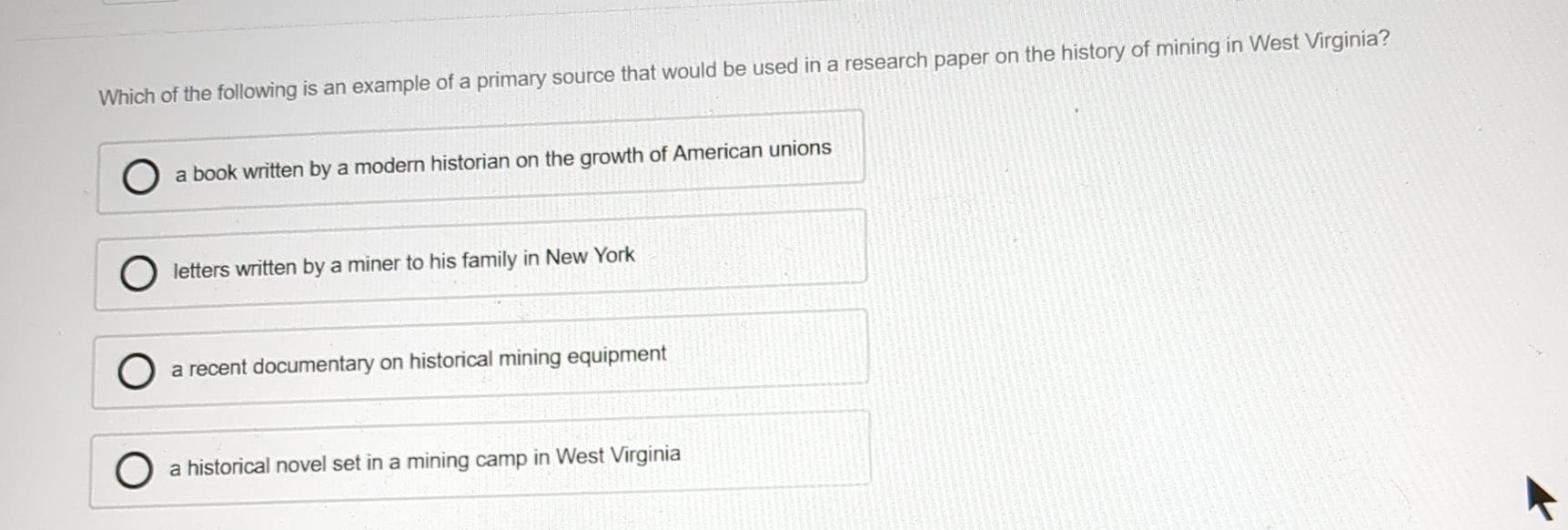 Solved Which of the following is an example of a primary | Chegg.com