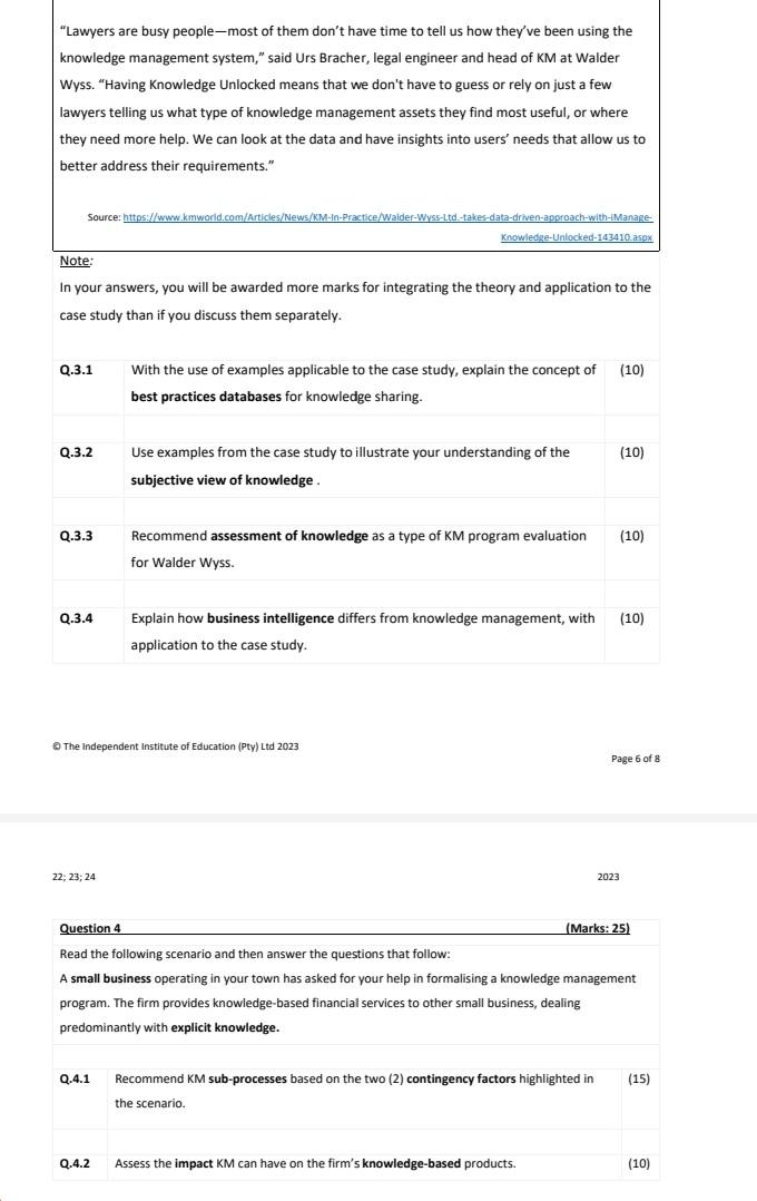 Read the following case study and then answer the | Chegg.com