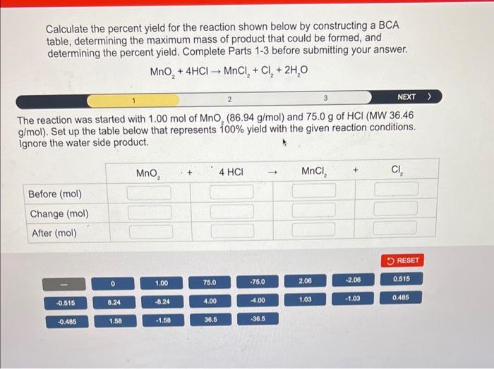 Solved Calculate The Percent Yield For The Reaction Shown | Chegg.com