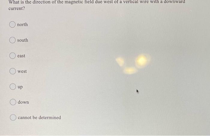 Solved What is the direction of the magnetic field due west | Chegg.com