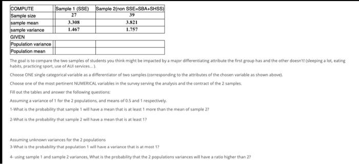 Solved COMPUTE Sample 1 (SSE) Sample 2(non SSE=SBA+SHSS) | Chegg.com