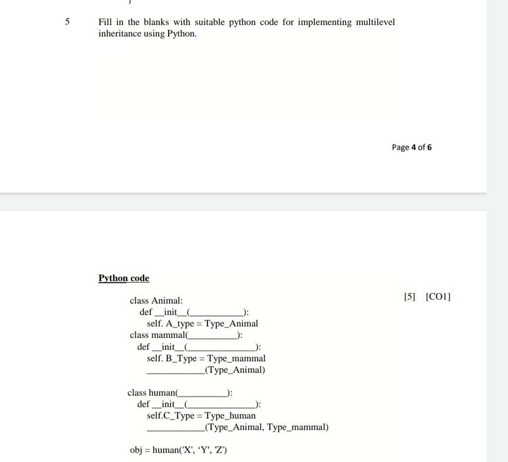 Solved 5 Fill in the blanks with suitable python code for | Chegg.com
