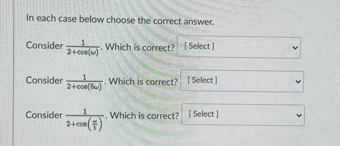 Solved In each case below choose the correct answer. the | Chegg.com