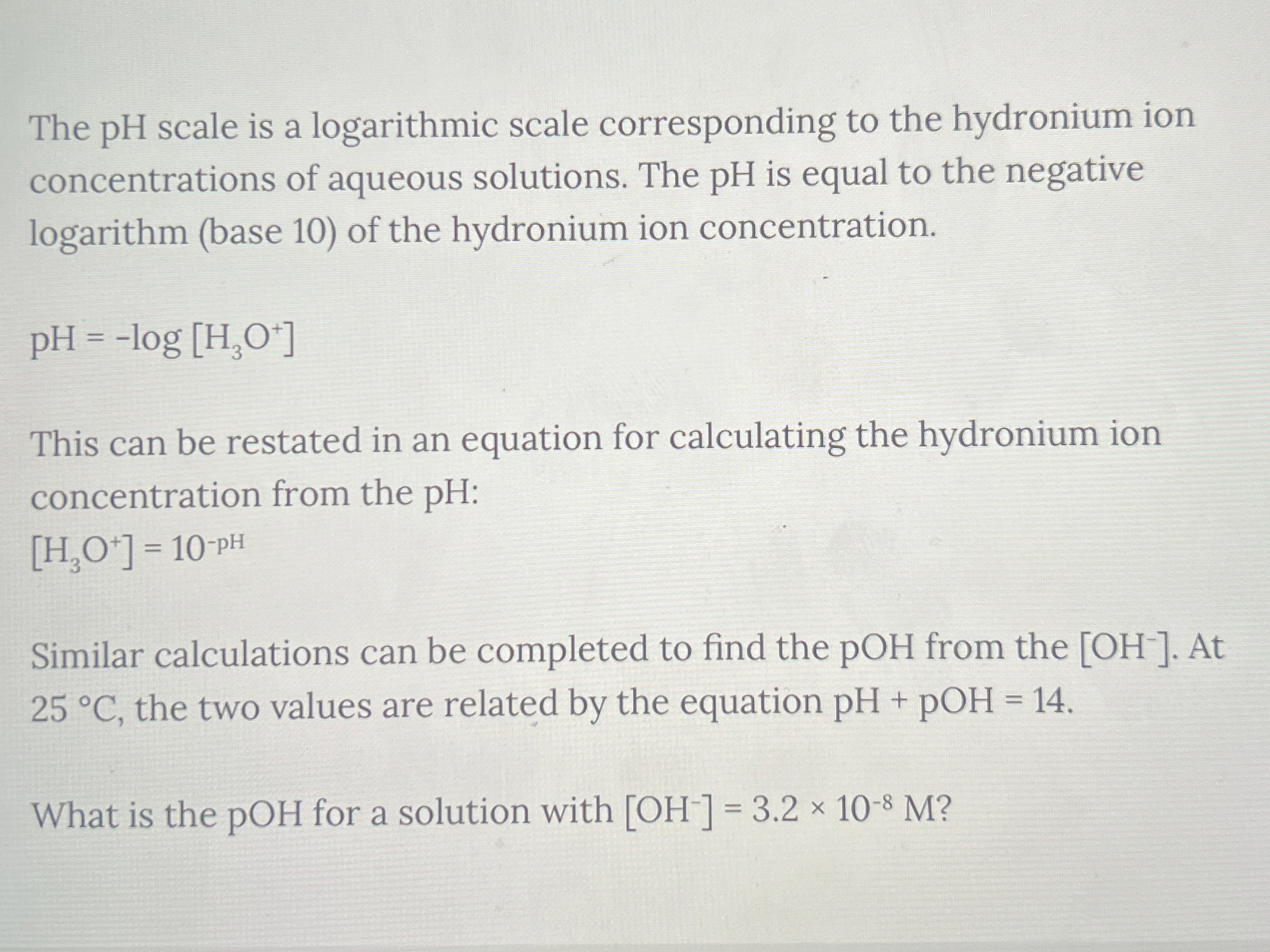 Solved The pH scale is a logarithmic scale corresponding to | Chegg.com