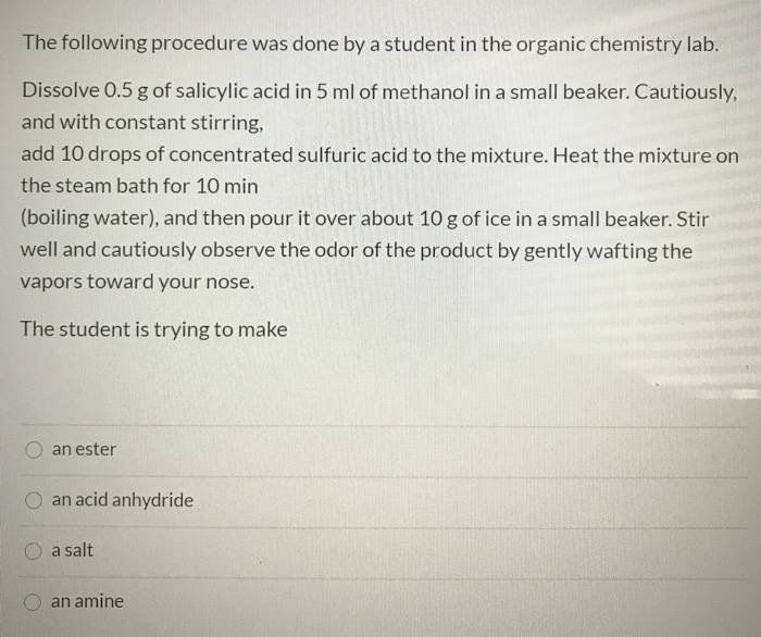 Solved The following procedure was done by a student in the | Chegg.com
