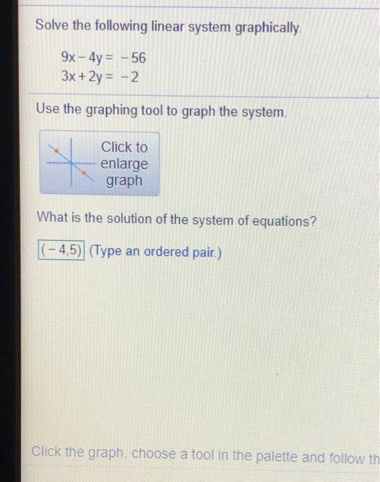 Solved Solve the following linear system graphically. 9x - | Chegg.com