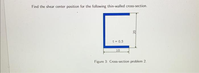 Find the shear center position for the following thin-walled cross-section.
Figure 3: Cross-section problem 2.