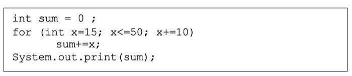 Solved = int sum 0; for (int x=15; x