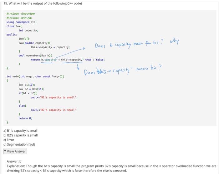 Solved 15. What will be the output of the following C++ | Chegg.com