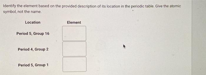 Solved Identify the element based on the provided | Chegg.com