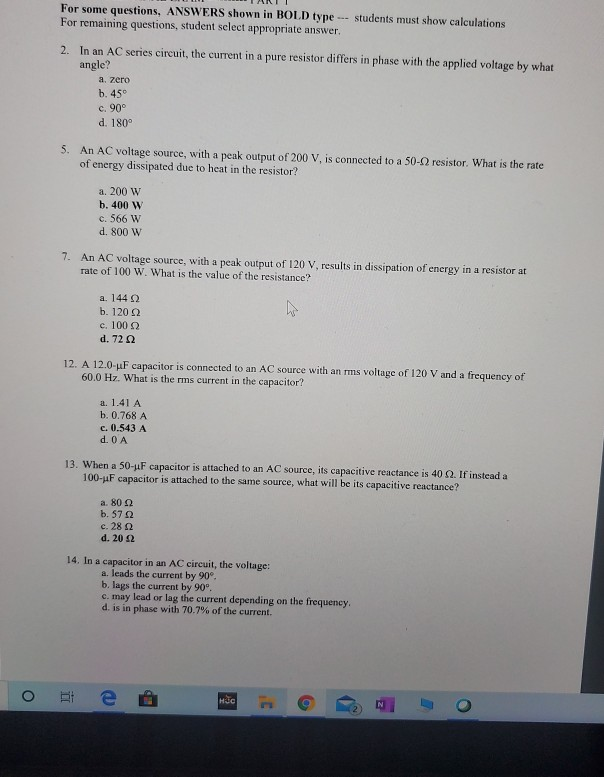 Solved For Some Questions Answers Shown In Bold Type S Chegg Com