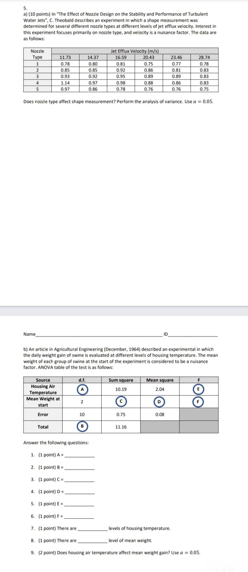 Solved 5. a) (10 points) In "The Effect of Nozzle Design on | Chegg.com