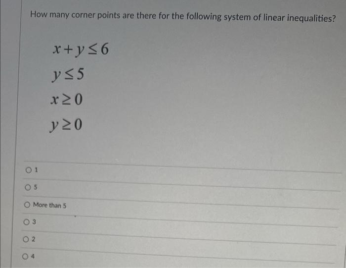 Solved How many corner points are there for the following | Chegg.com