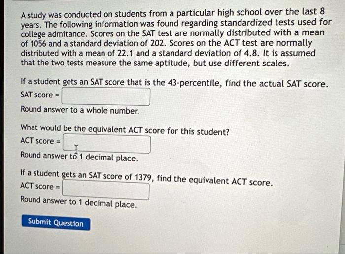 Solved A study was conducted on students from a particular | Chegg.com