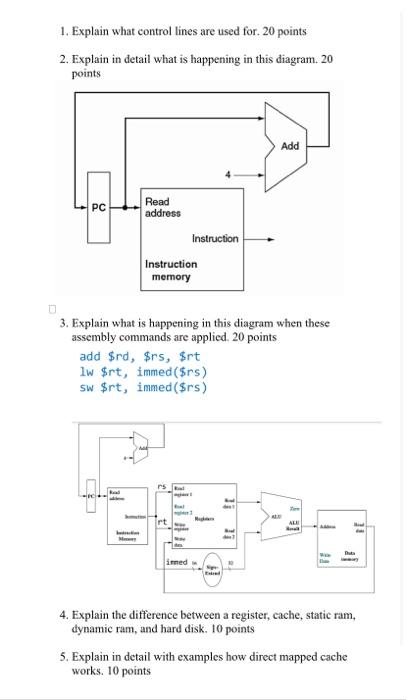 1. Explain What Control Lines Are Used For. 20 Points | Chegg.com