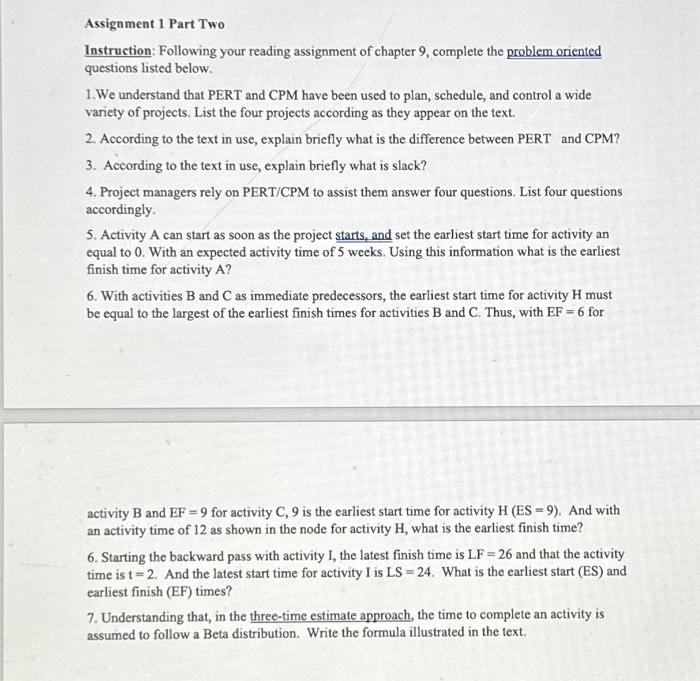 Solved Assignment 1 Part Two Instruction: Following Your | Chegg.com