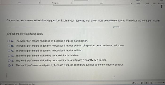 Solved Choose the best answer to the following question. | Chegg.com