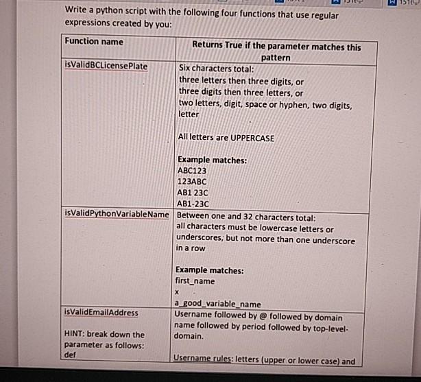 Solved Write A Python Script With The Following Four Chegg