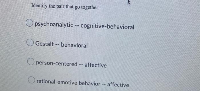 Solved Identify the pair that go together: O psychoanalytic | Chegg.com