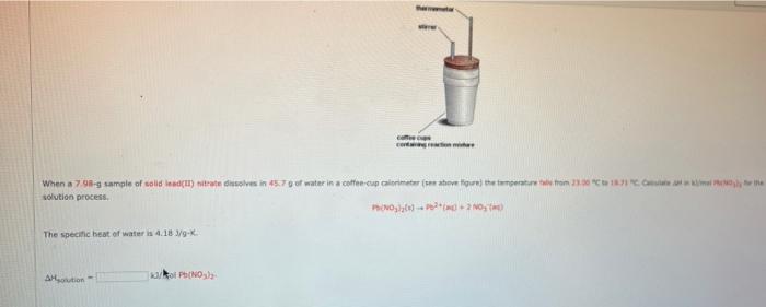 Solved When a 70-3 sample of cold waatt) nitrate insolves in | Chegg.com