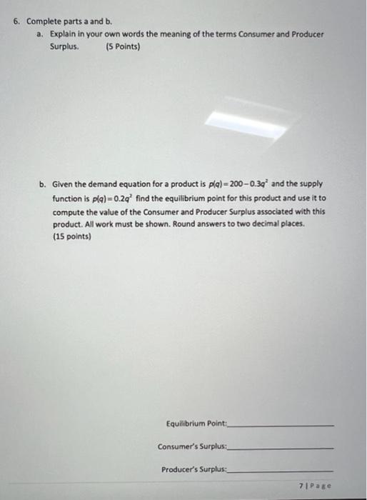 Solved 6. Complete Parts A And B. A. Explain In Your Own | Chegg.com