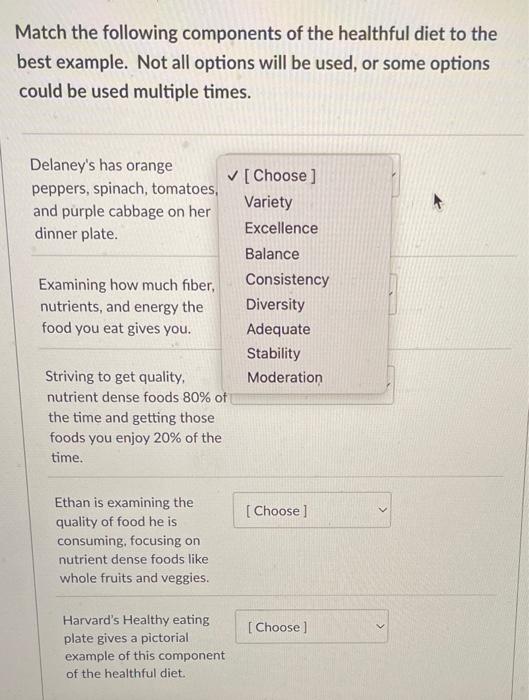 solved-match-the-following-components-of-the-healthful-diet-chegg