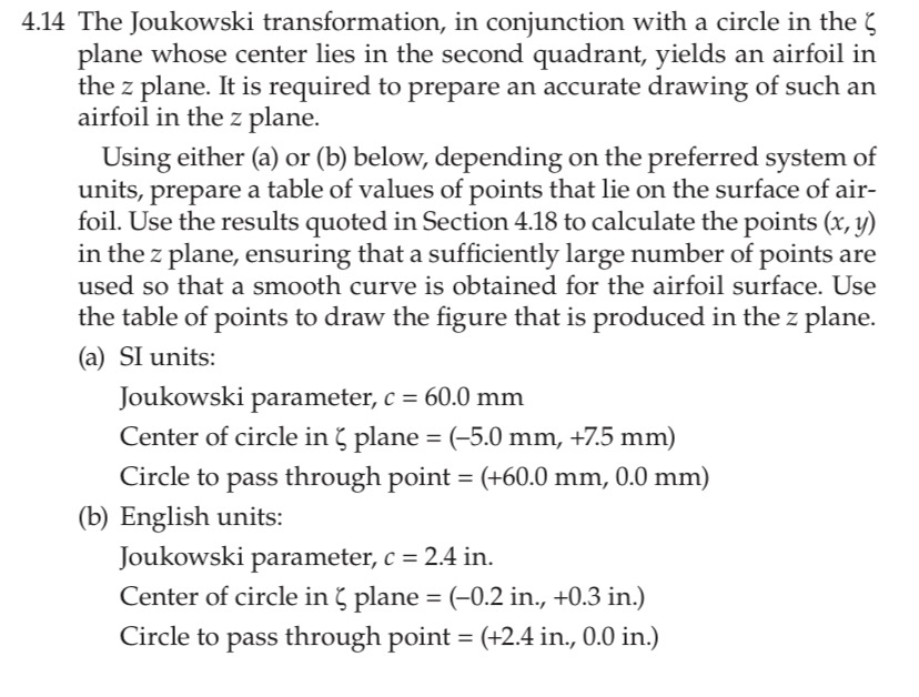 4.14 ﻿The Joukowski transformation, in conjunction | Chegg.com