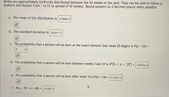 Solved Births are approximately Uniformly distributed | Chegg.com