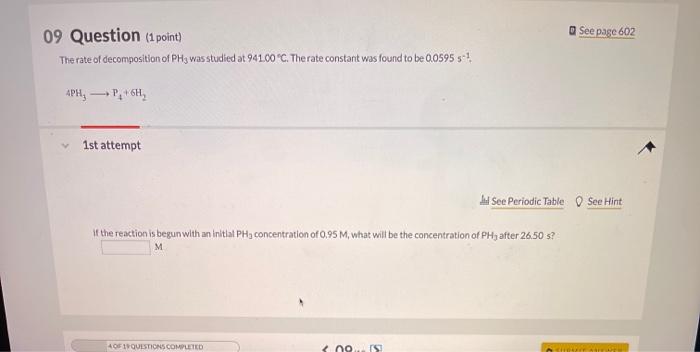 Solved See page 602 09 Question (1 point) The rate of | Chegg.com
