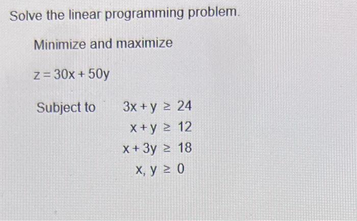 Solved Solve the linear programming problem. Minimize and | Chegg.com