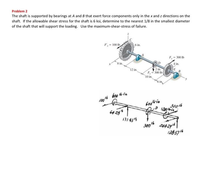 Solved Problem 2 The shaft is supported by bearings at A and | Chegg.com