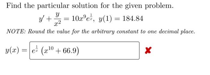 Solved Find the particular solution for the given problem. | Chegg.com