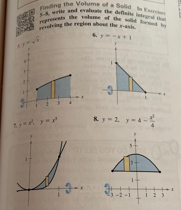 Solved Finding the Volume of a Solid In Exercises 5-8, write | Chegg.com