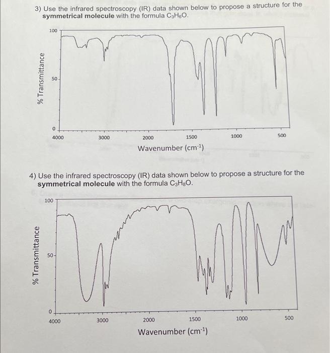 Solved 3) Use the infrared spectroscopy (IR) data shown | Chegg.com