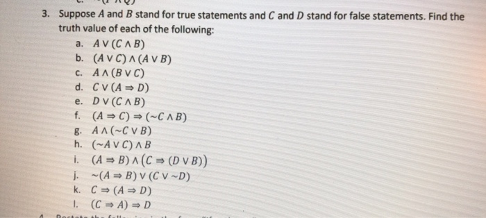 Solved 3 Suppose A And B Stand For True Statements And C Chegg
