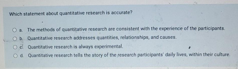 statement of quantitative research question should