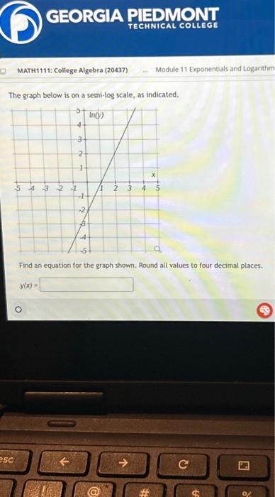 Solved The graph below is on a semi-log scale, as indicated. | Chegg.com