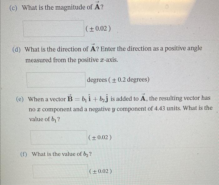 Solved A vector A has a negative x component in length and a | Chegg.com