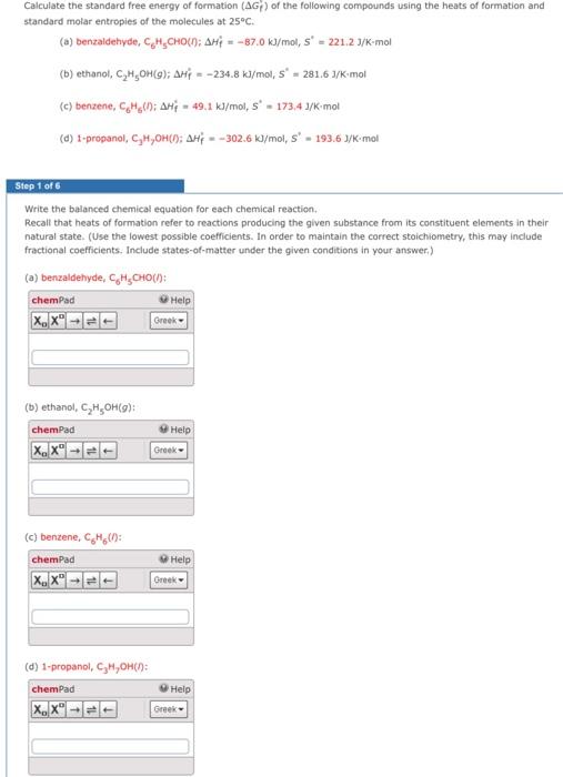 Solved Calculate the standard free energy of formation (ΔGf) | Chegg.com