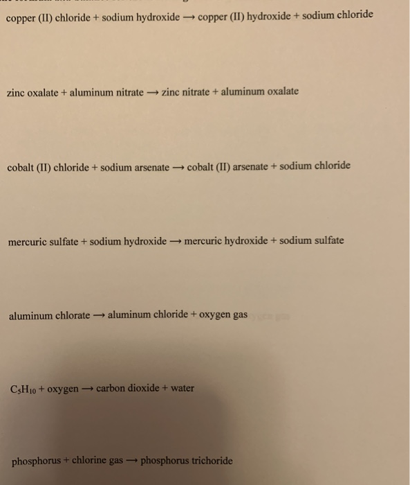 Solved copper (II) chloride + sodium hydroxide copper (II)