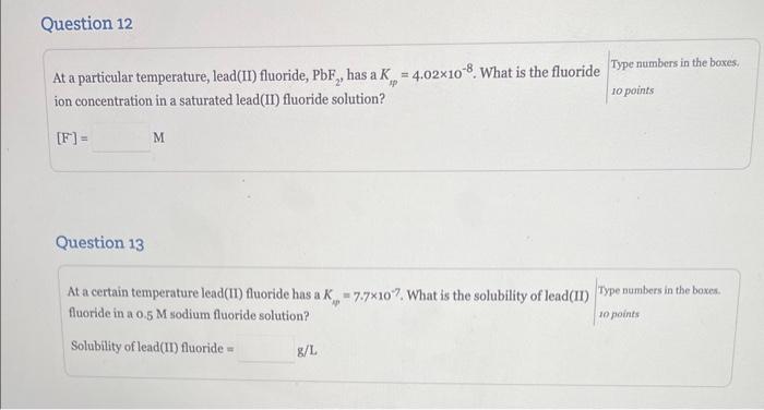 Solved At a particular temperature, lead(II) fluoride, PbF2, | Chegg.com