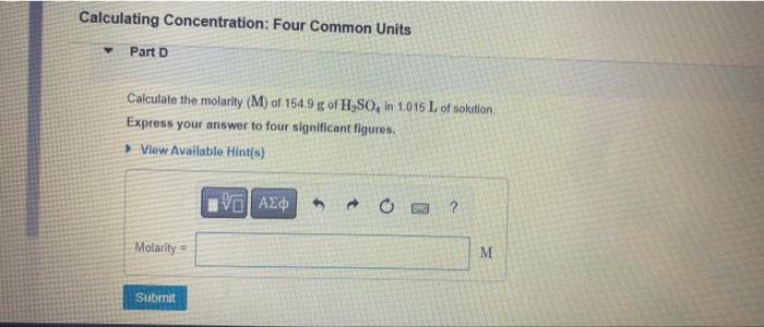 Solved Calculating Concentration: Four Common Units | Chegg.com